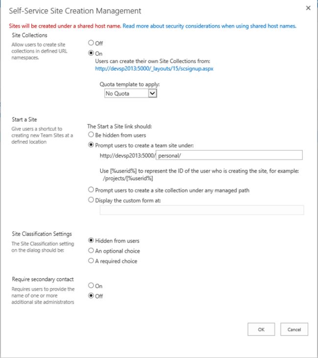 self service site creation management
